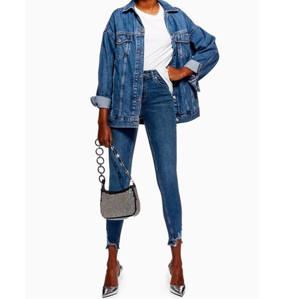 Topshop Jamie High Rise Ripped Hem Skinny Jeans